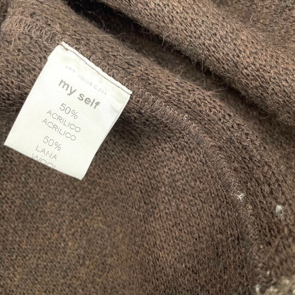 Myself wool blend knit slim sport coat blazer sweater Size M brown made in Italy - Picture 6 of 7